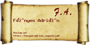Fényes Adrián névjegykártya